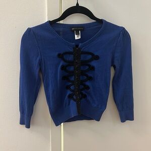 Blue Cardigan by Mango with Black Detailing